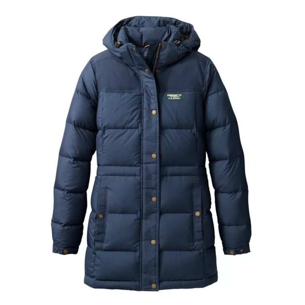 LL Bean Mountain Classic Down Parka Womens Sz M Navy Puffer Coat Outdoor Winter
